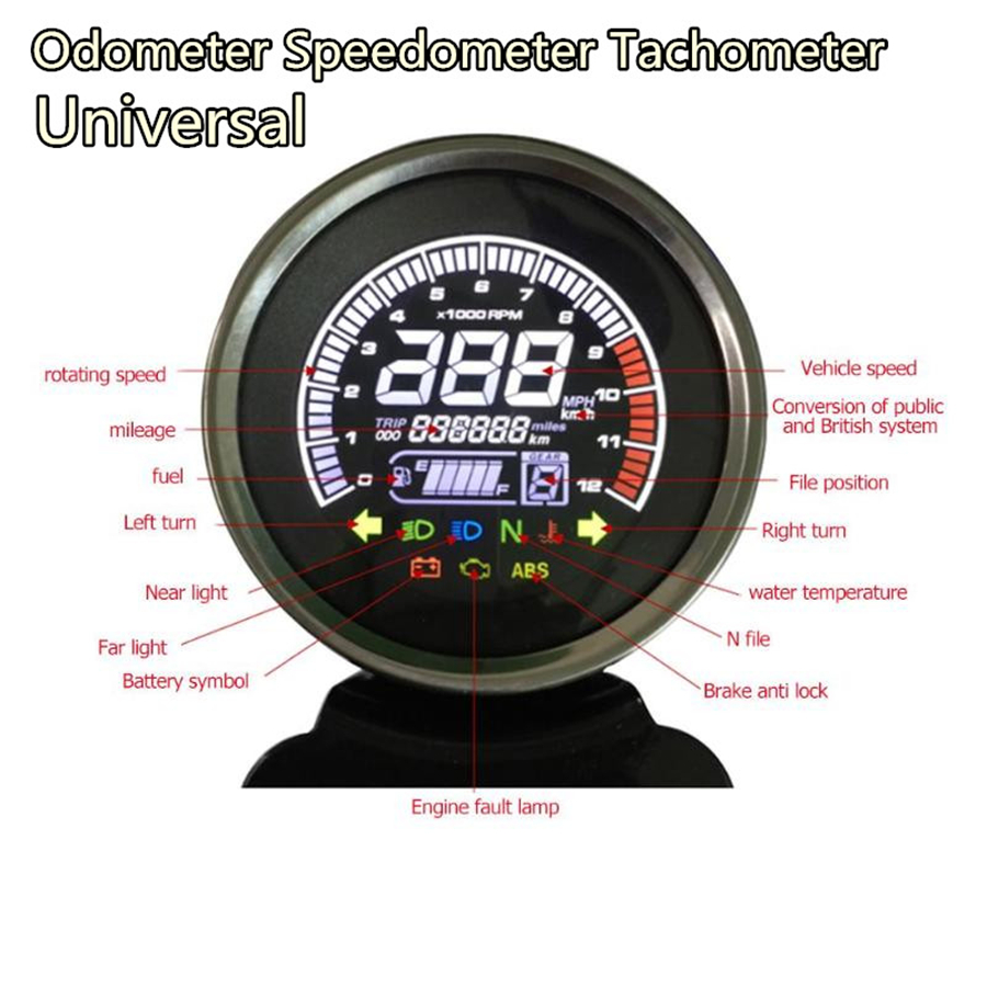Dc12V Motorrad Drehzahlmesser Tachometer Instrument Montage