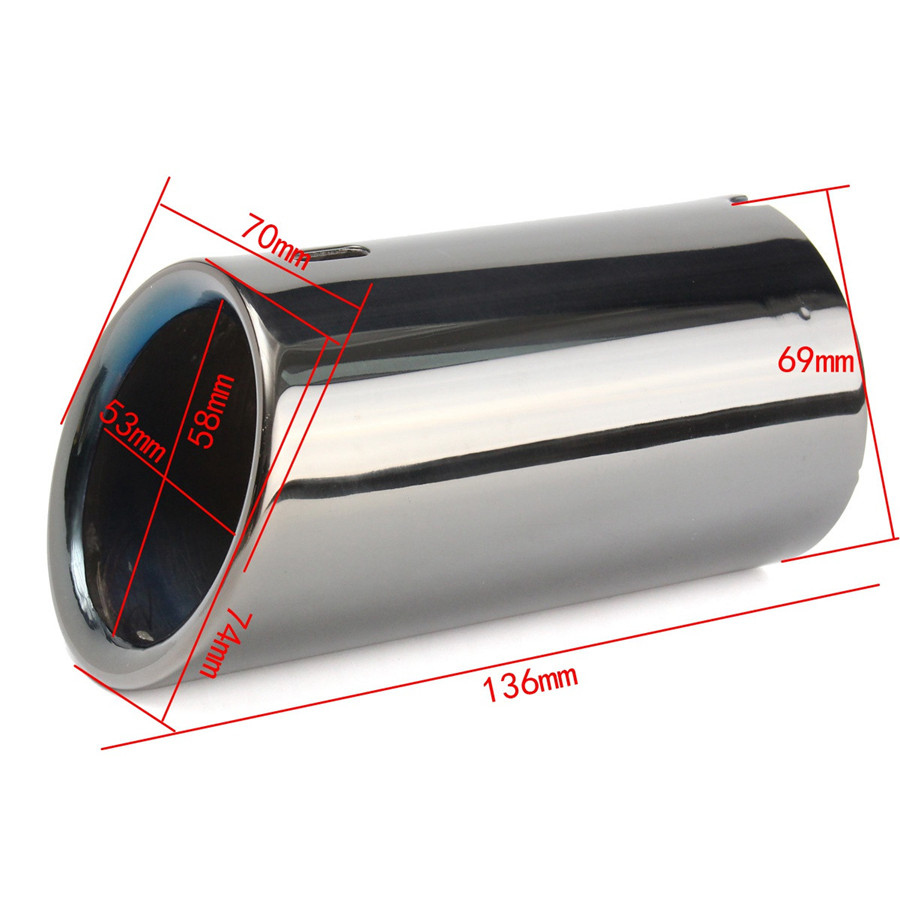 DIY 2X 58-68mm Silver Stainless Steel Car Exhaust Muffler Tip Pipes Tail Throat
