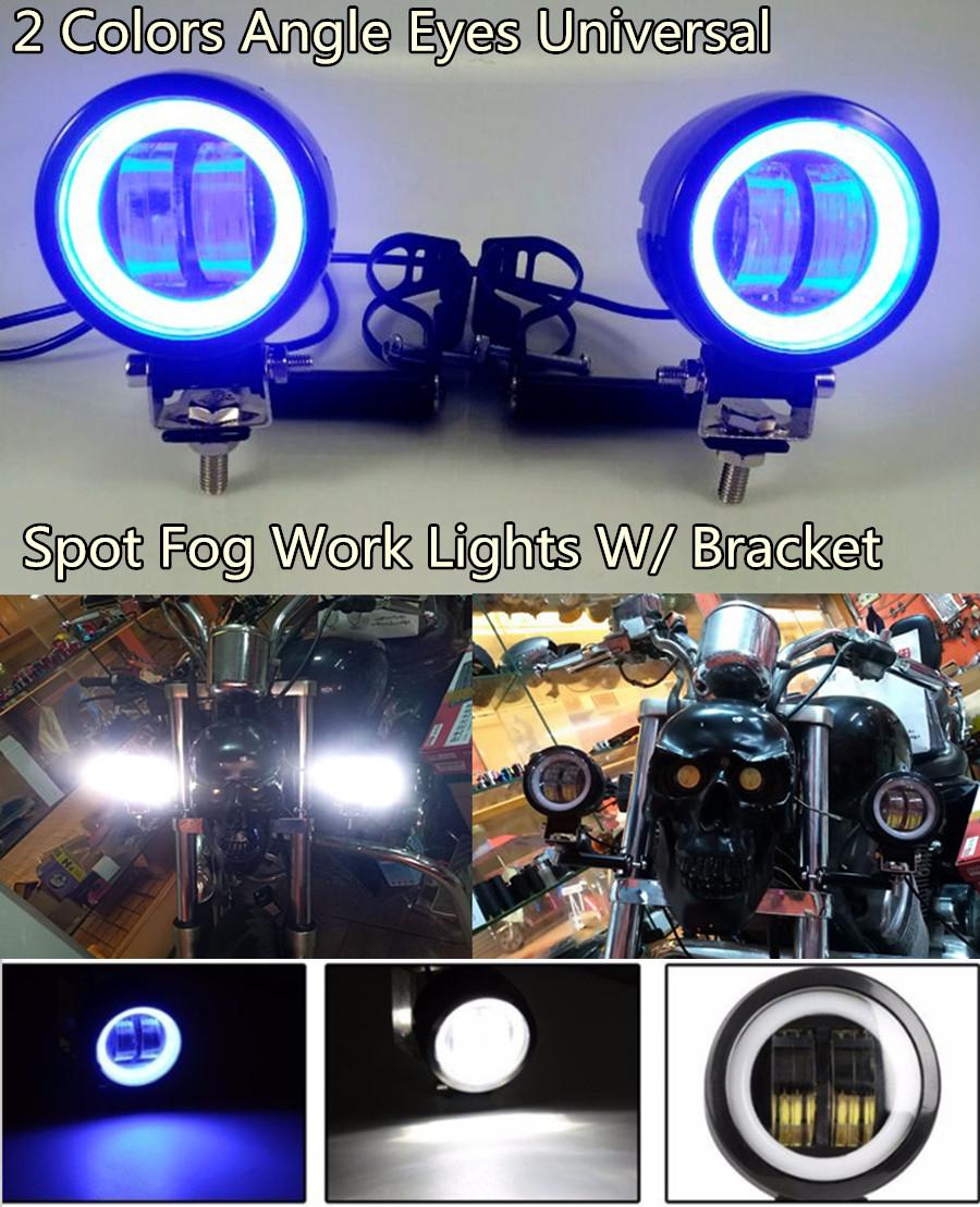 12V Dual Colors Fork 40W Round CREE LED Angle eyes LED Driving Spot Lights