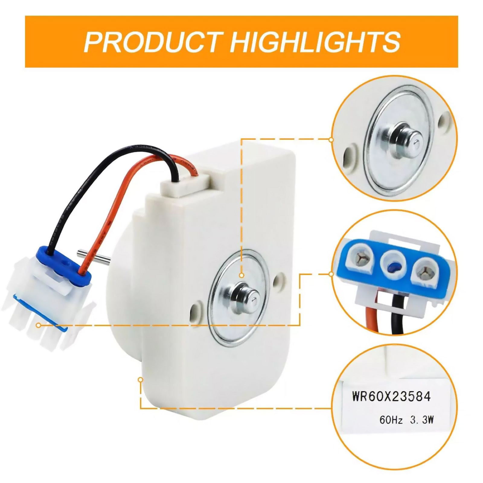 1PC WR60X23584 Replacement Evaporator Fan Motor For GE For Hotpoint Refrigerator