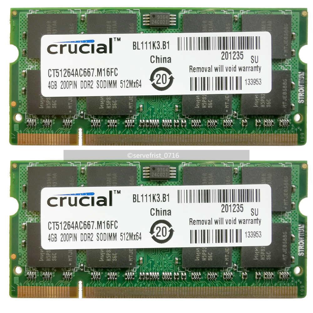 Crucial 8gb 2x4gb Pc2 6400 Ddr2 800mhz Laptop Memory Sodimm Lifetime