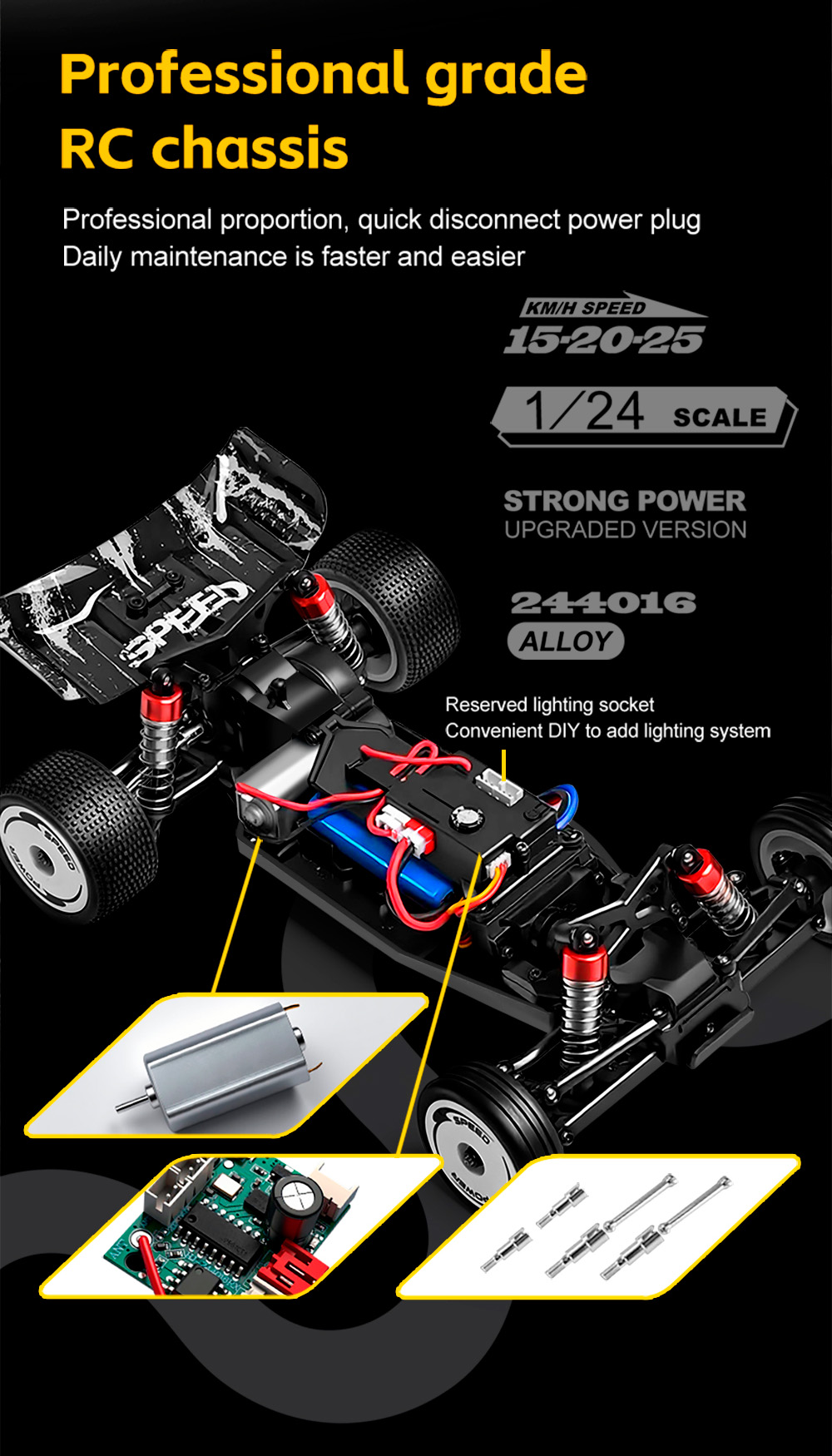 WLToys 244016 2WD RC Racing Car 2.4G 15KM/h 50M Distance Remote