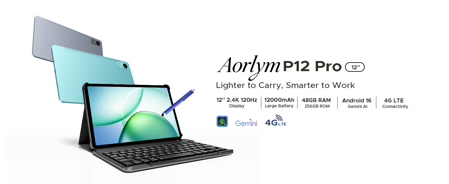 【新品未開封】P12 pro Android16 48GB+256GB Aorlym P12 Pro 12 Inch Tablet Android 16 12000mAh/18W 48GB+256GB 8