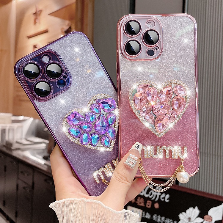 For iPhone 16 Pro Max 15 14 13 12 Luxury Glitter Heart Love