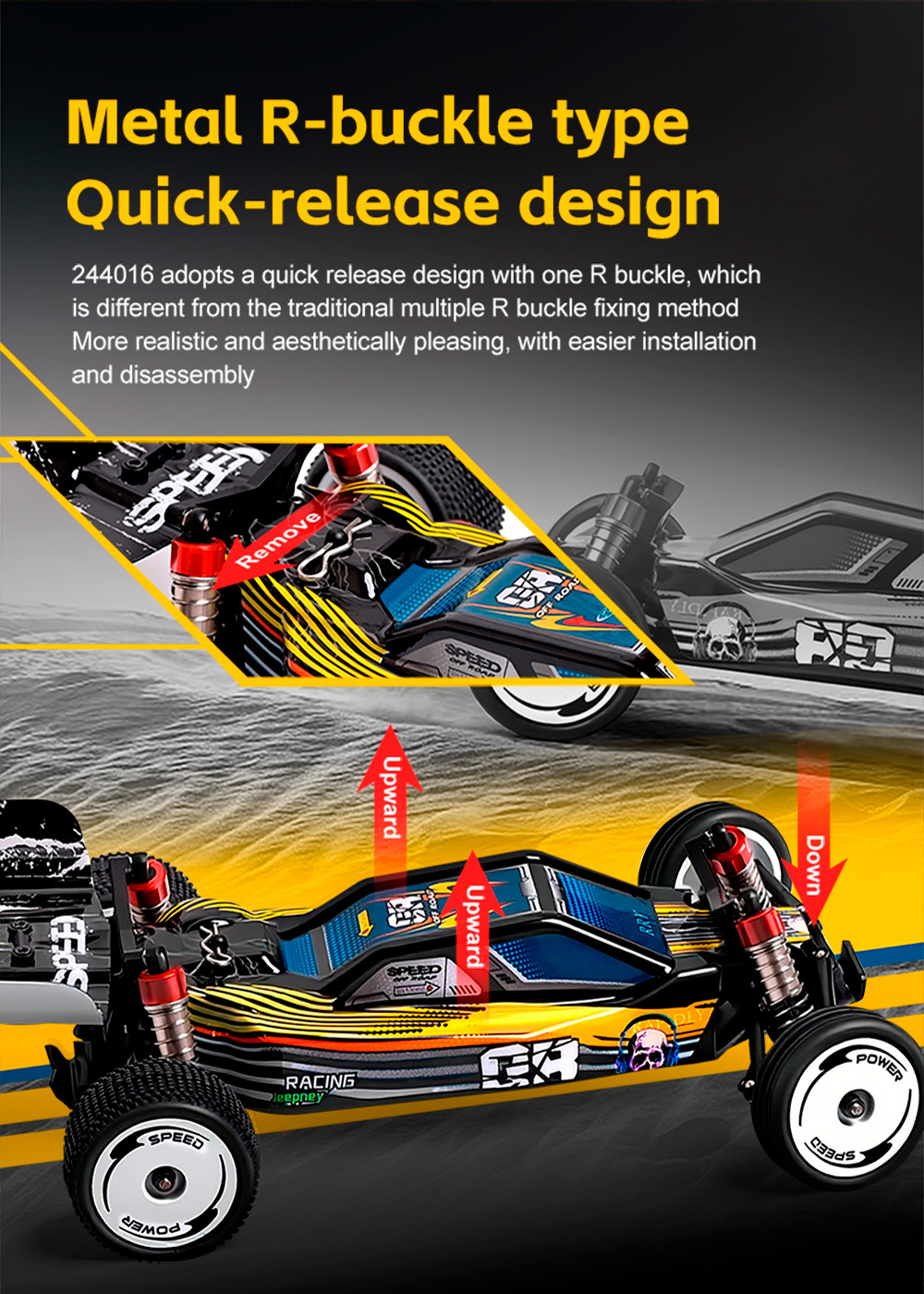 WLToys 244016 2WD RC Racing Car 2.4G 15KM/h 50M Distance Remote