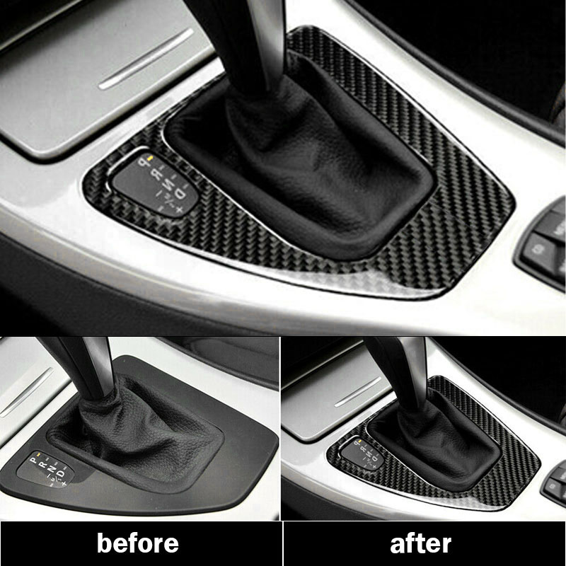 Strisce Decorative In Fibra Di Carbonio Per Interni BMW Serie 3 (E90/E92, 2005-2012) - Kit Pannello Cambio Nero, LHD