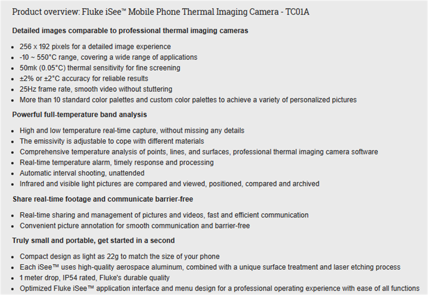 Fluke iSee TC01A Thermal Camera for Smartphone Android Type C Mobile Phone  Floor Heating Pipe PCB 256x192 25Hz HD Infrared Therm