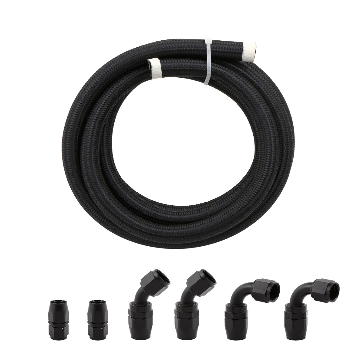 AN6 AN-6 Stainless Steel Nylon Oil Fuel Line Hose End Fitting Kit 10M black