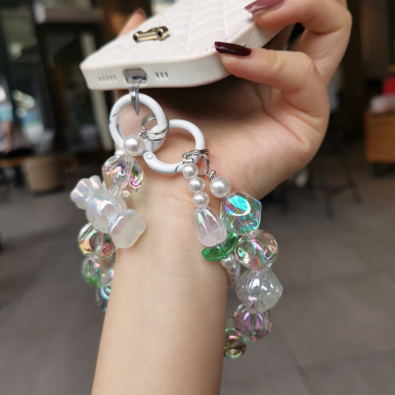 For iPhone 17 16 Pro Max Rope Phone Case Chain Bling Pearl Beads