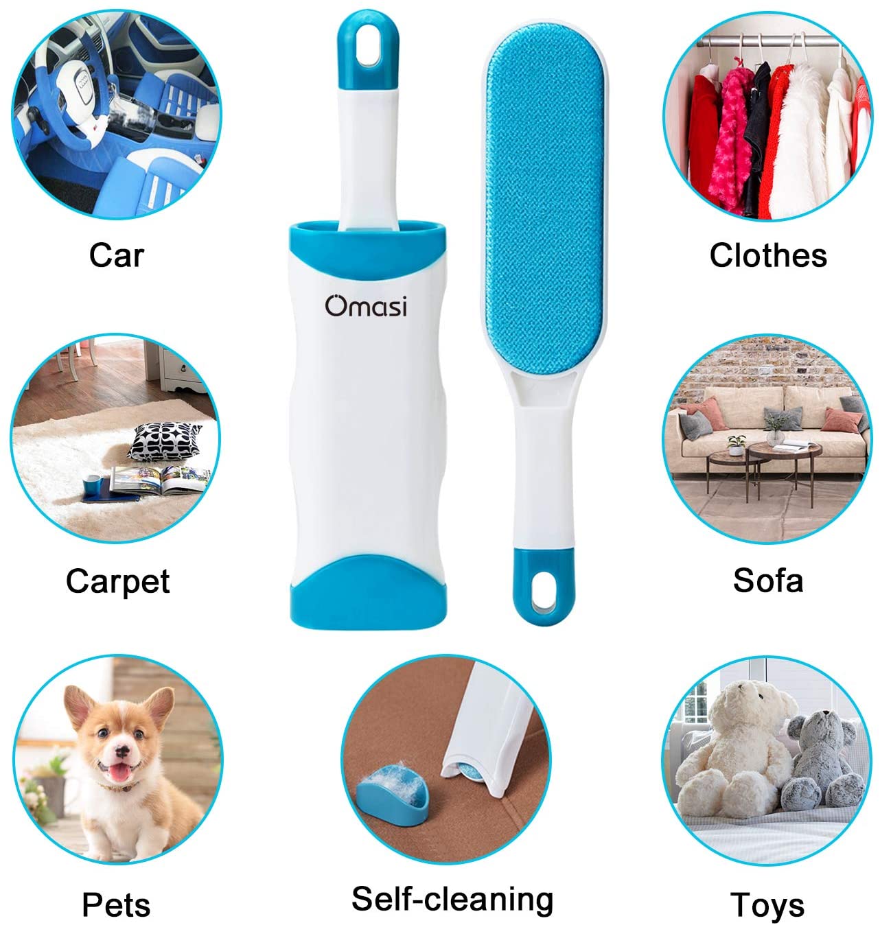 Cats Easy To Use Pet Hair Remover Brush Self Cleaning Reusable No Refills Needed Removes Dog Cat Hair Microfiber Grooming