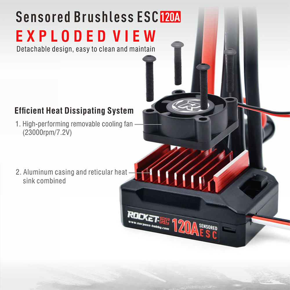 ROCKET RC 120A ESC と
13.5Tブラシレスモーターセット Rocket-RC Sensored Brushless 540 Motor 120A Brushless ESC
