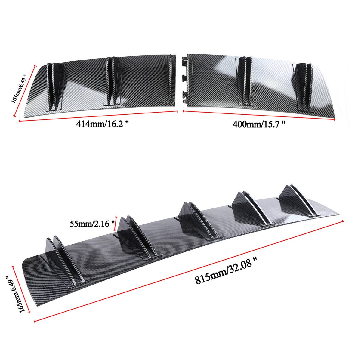 Infiniti G37 G35 Rear Bumper Diffuser - 5-Fin Carbon Fiber Look Splitter Lip Kit