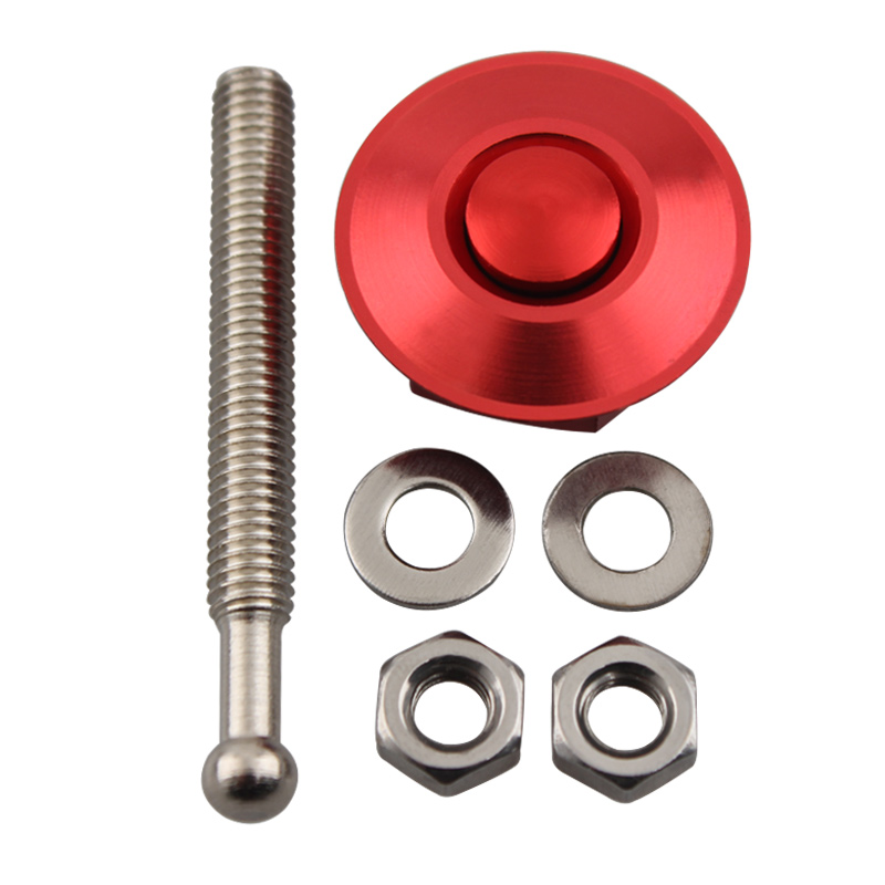 Push Button Billet Hood Pins Lock Clip Kit Car Quick Latch Red Cowl Panel eBay