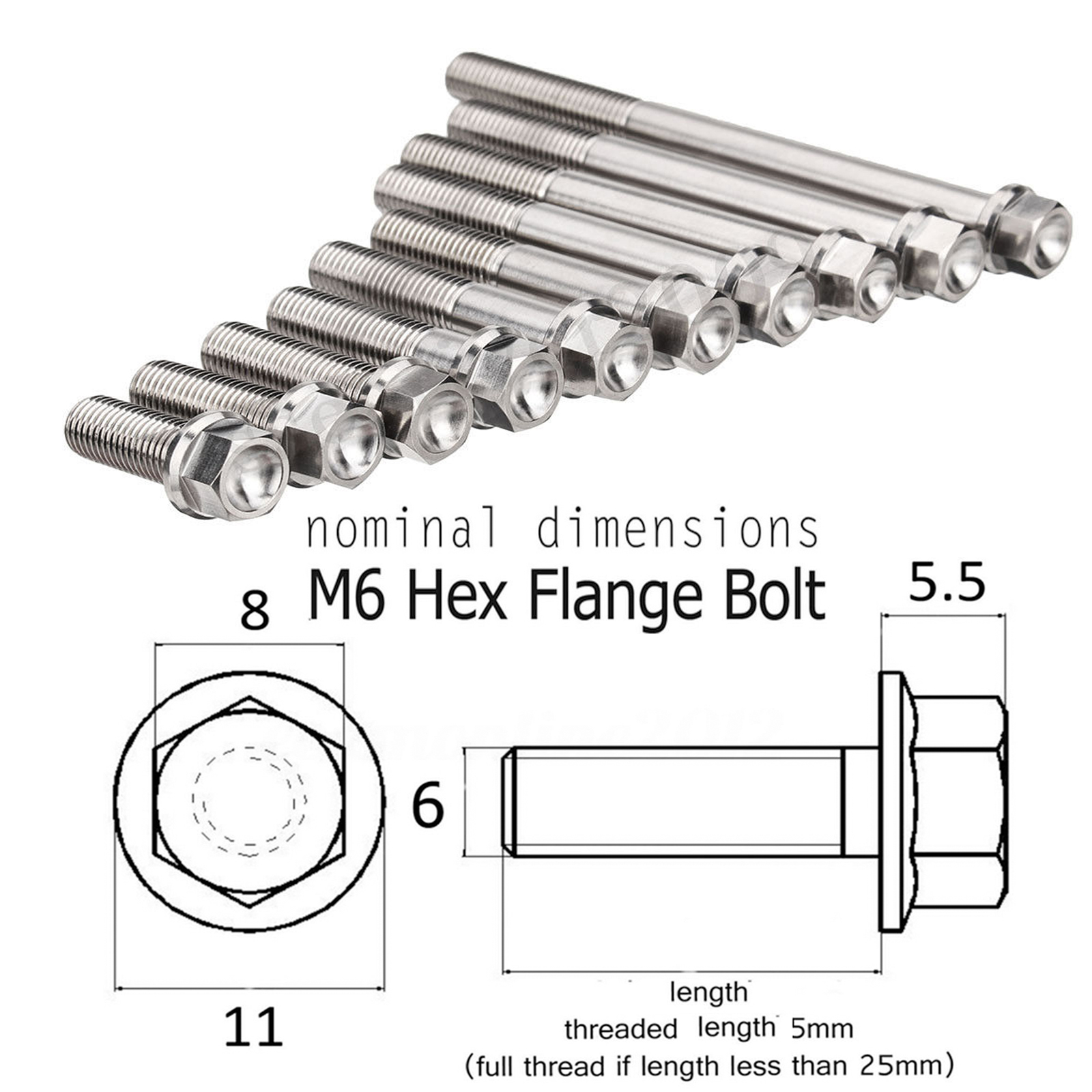 M6x1mm Titanium Ti Socket Hex Head Flange Bolt Cap Screws various size