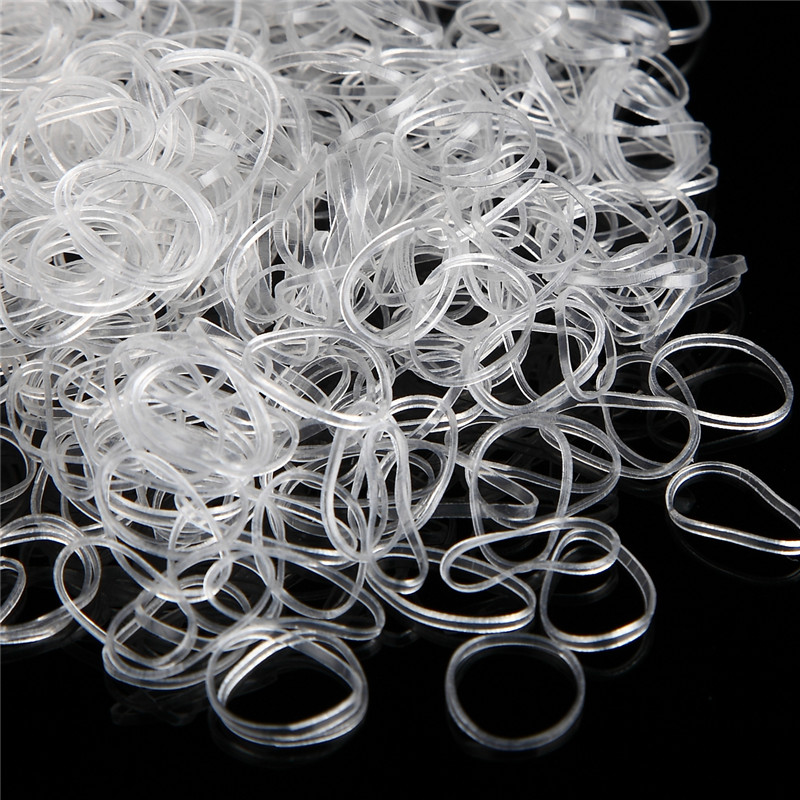 500 Pcs Bag Clear Ponytail Holder Elastic Rubber Band Hair Styling