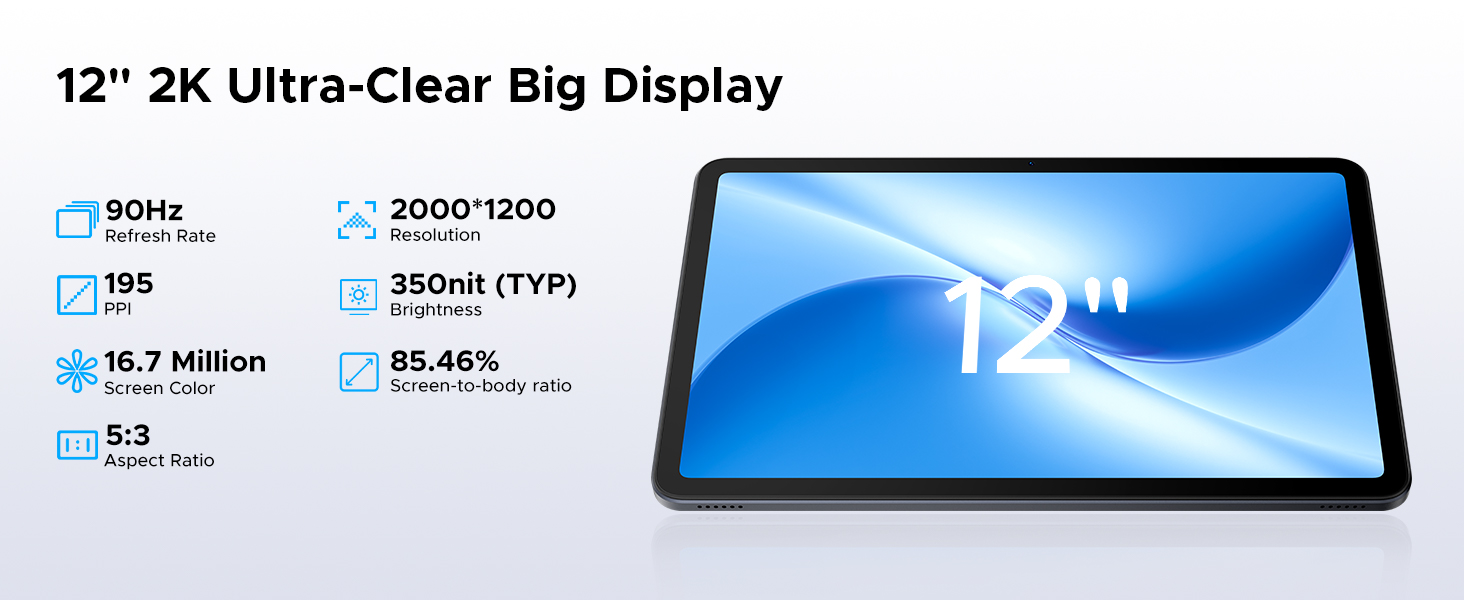 【新品】DOOGEE U12 タブレット 12インチ 24GBメモリ 128GB DOOGEE U12 Android 16 Tablet 12 Inch 9000mAh 24GB+128GB AI Octa