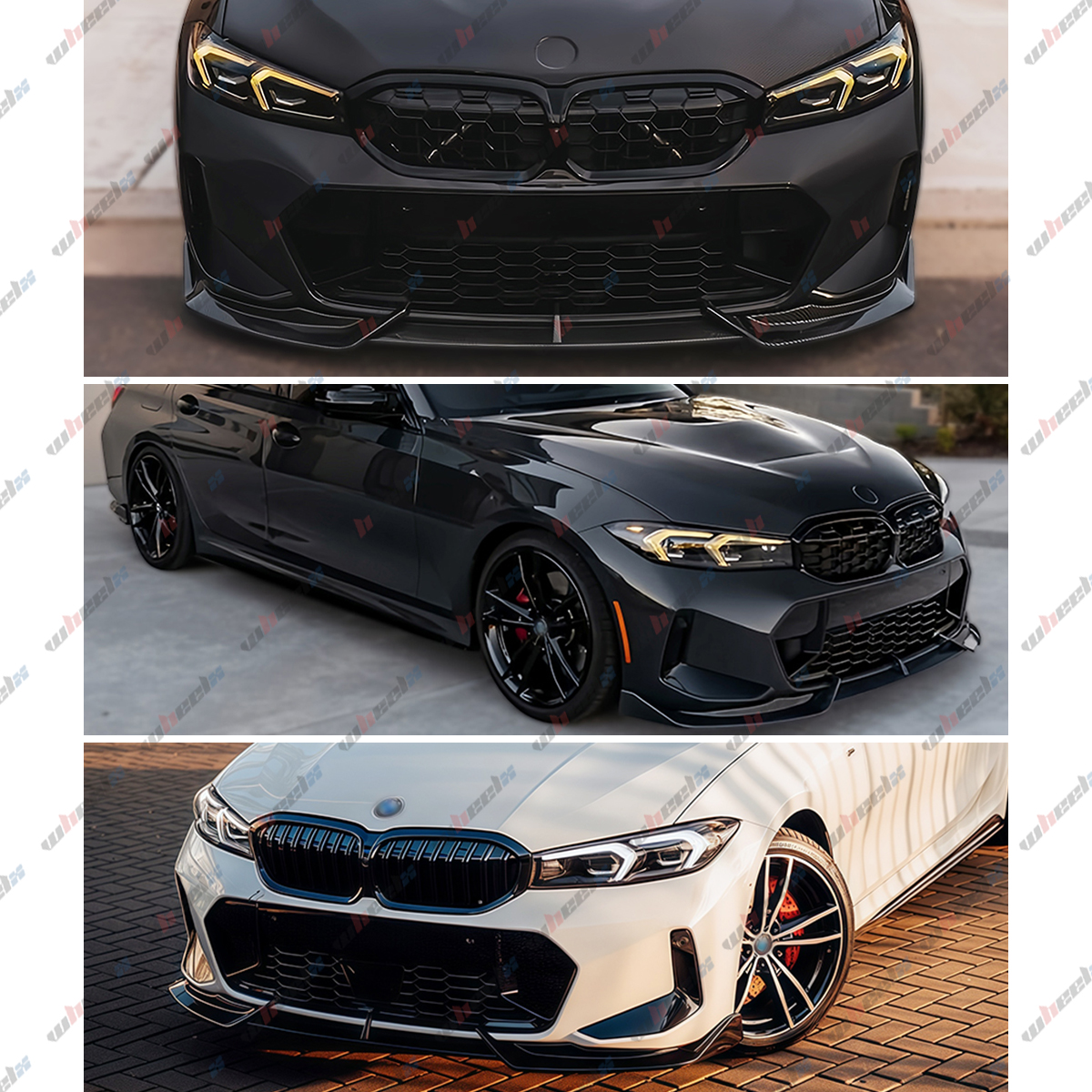 Gloss Black Front Bumper Lip Splitter For 19-21 BMW G20 330i M340i M-Sport – 3-Piece ABS