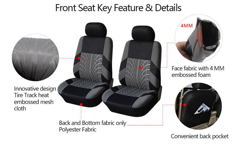 Details About Universal Embroidery Car Seat Covers Set Car Interior Accessories Seat Covers