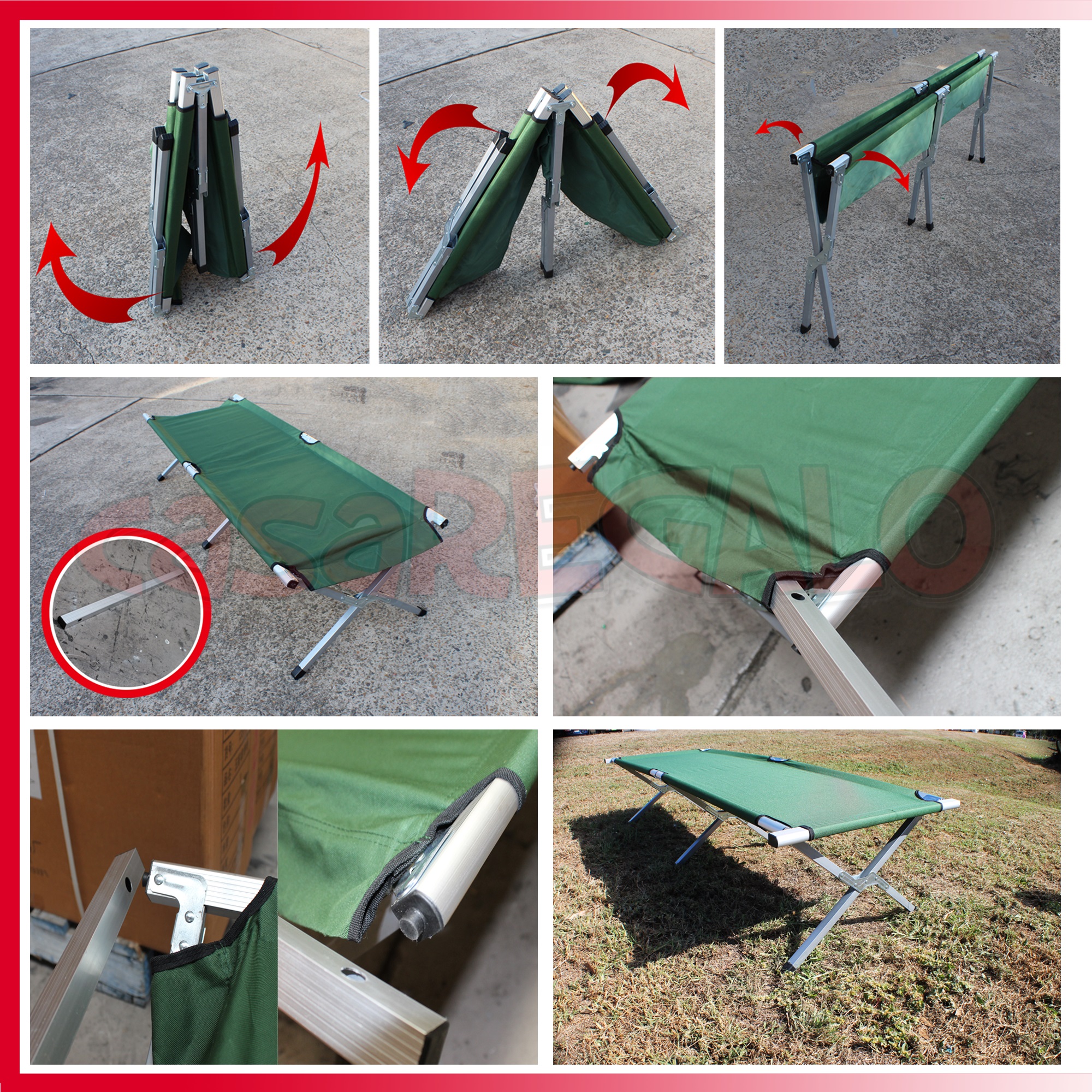 Folding Camping Bed Stretcher Light Weight Camp Portable with Carry Bag