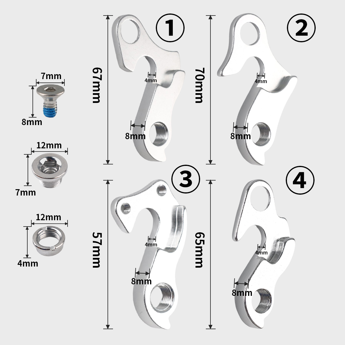 Support De Dérailleur Arrière Pour Merida – Alliage Alu, Compatibilité 2007-2009, 62x41mm