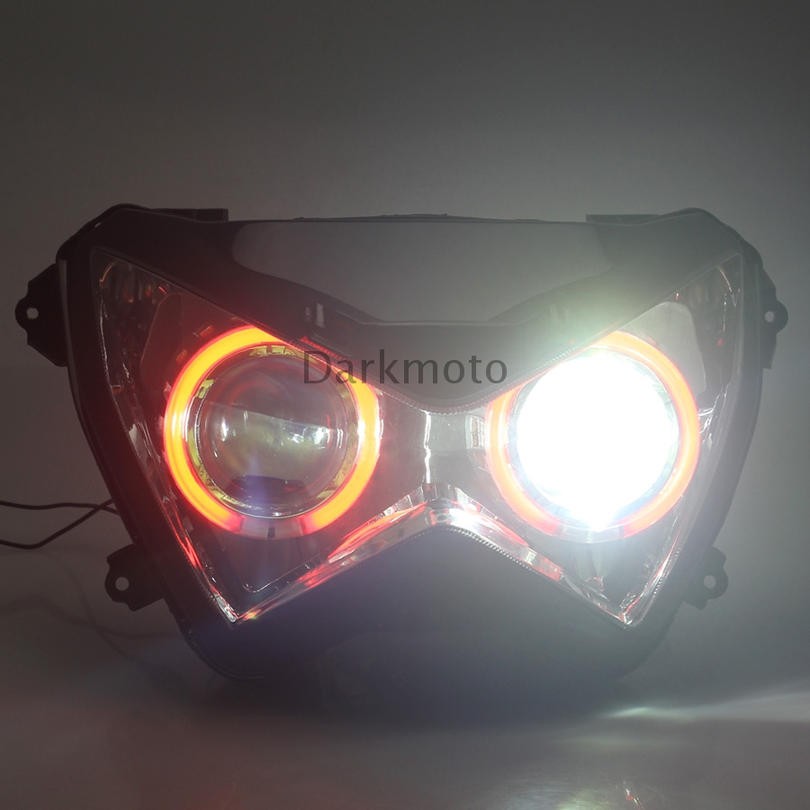 Headlight Assembled HID Light Projector Red Angel Eyes For