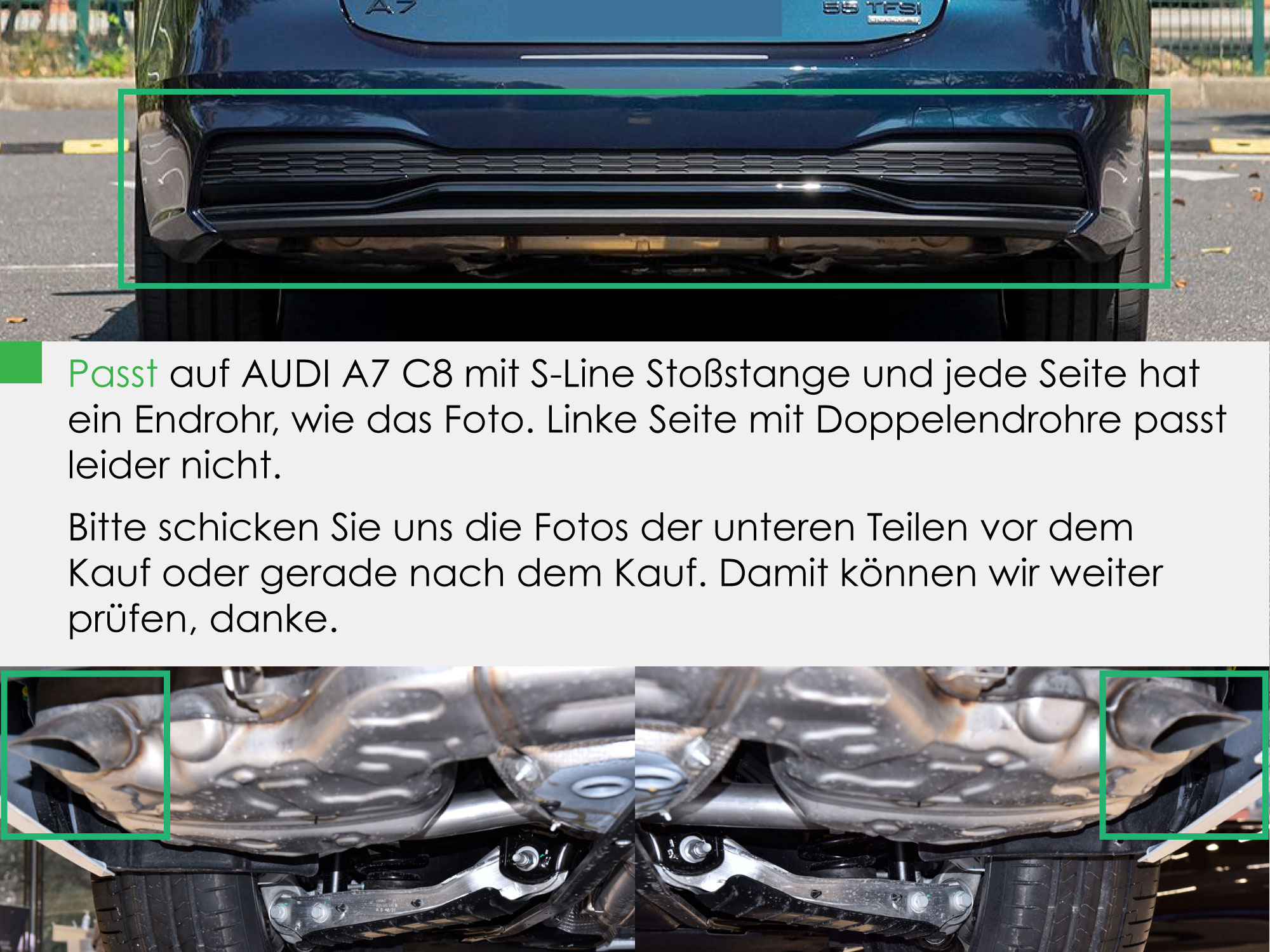Schwarzer Heckdiffusor Für AUDI A7 Sportback / S7 C8 (4K) Mit Auspuff-Endrohren – S Line Look