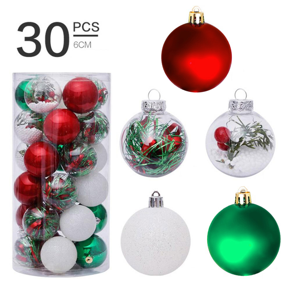 24pcs Glitter Christmas Baubles Xmas Tree Ornament Hanging Ball Decor 6cm Diy