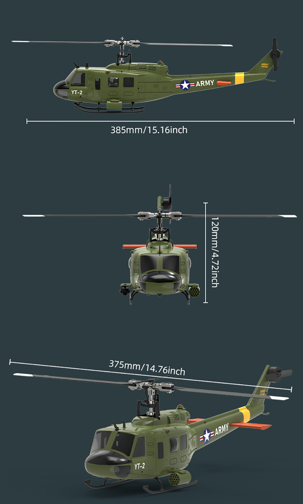 YUXIANG F07-V UH-1 Huey 6-Axis Gyro 6CH 3D Flying Brushless RC