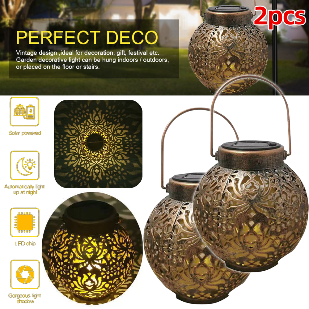 Two solar Moroccan lanterns