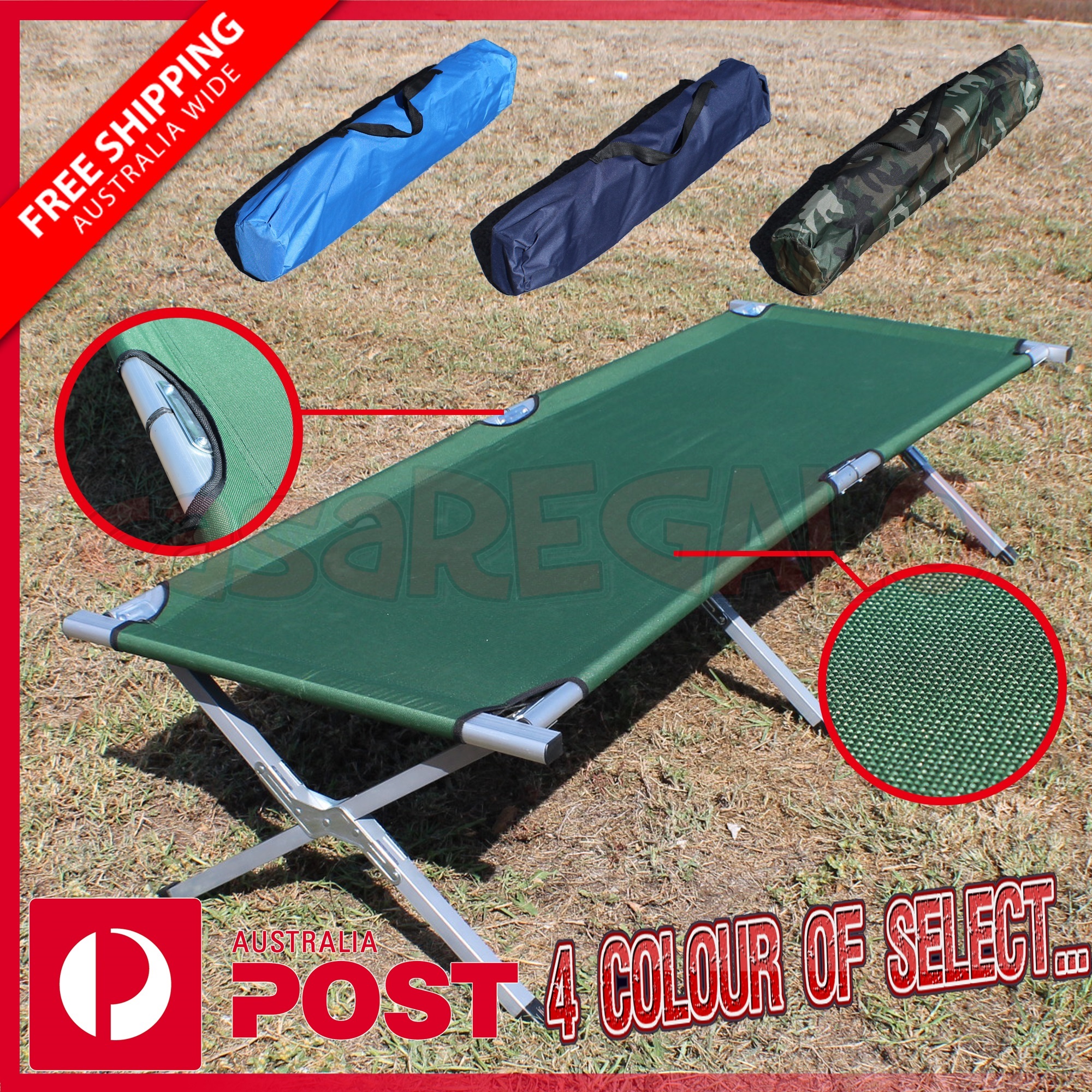 Folding Camping Bed Stretcher Light Weight Camp Portable with Carry Bag