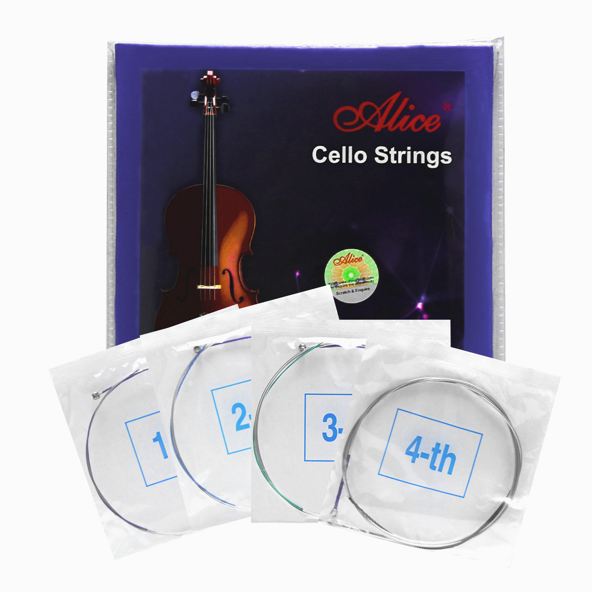 NEW Alice Cello Strings Set 4/4 Cello Steel Core & Nickel Wound A/D/G/C