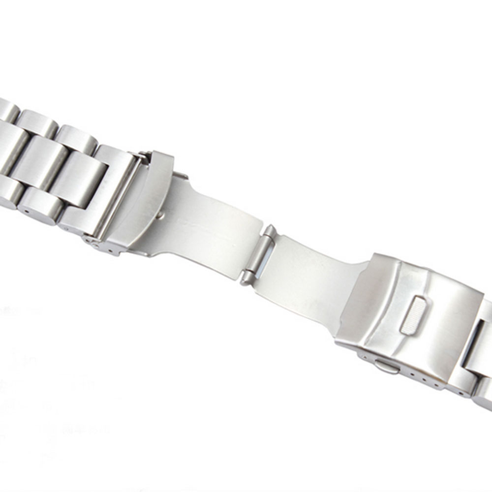 22/24/26mm Stainless Steel Fold Over Clasp Safety Watch Band Strap Mens