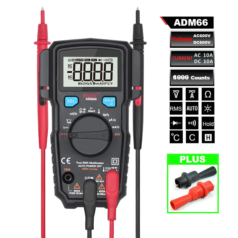 BSIDE ADM66 Digital Multimeter Auto Range TRMS DMM 6000 Counts Voltage ...