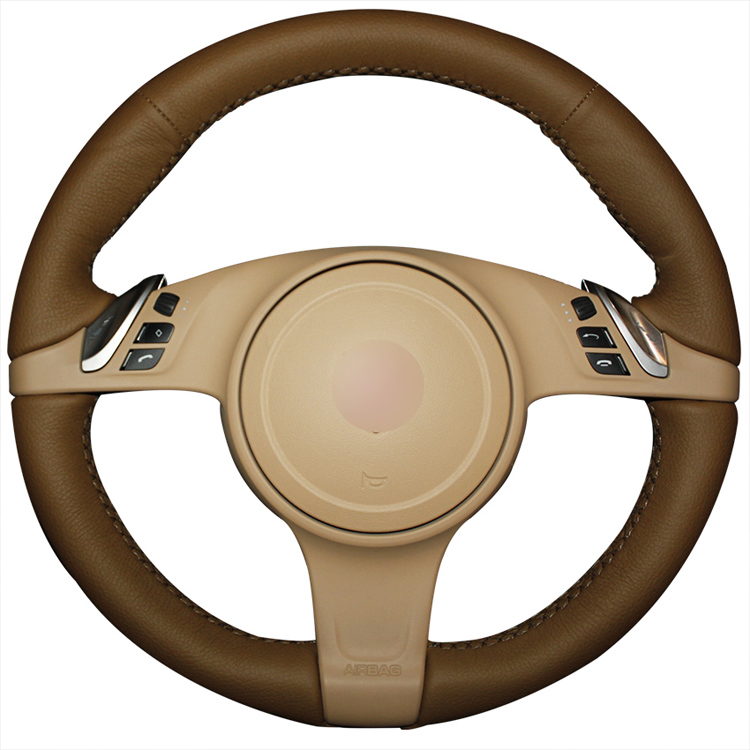 Custom made PU Leather Steering Wheel Cover Stitch on Wrap For Porsche