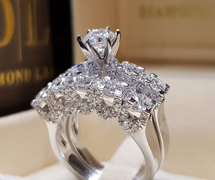 925 Silver White Topaz Fashion Women Engagement Wedding Ring Gift Size 6-10