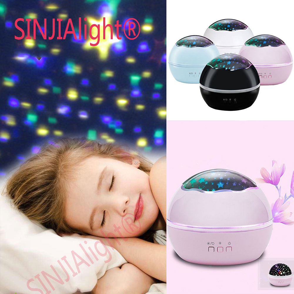 Baby Rotary Night Light Flashing Starry Star Moon Sky Lamp Ceiling