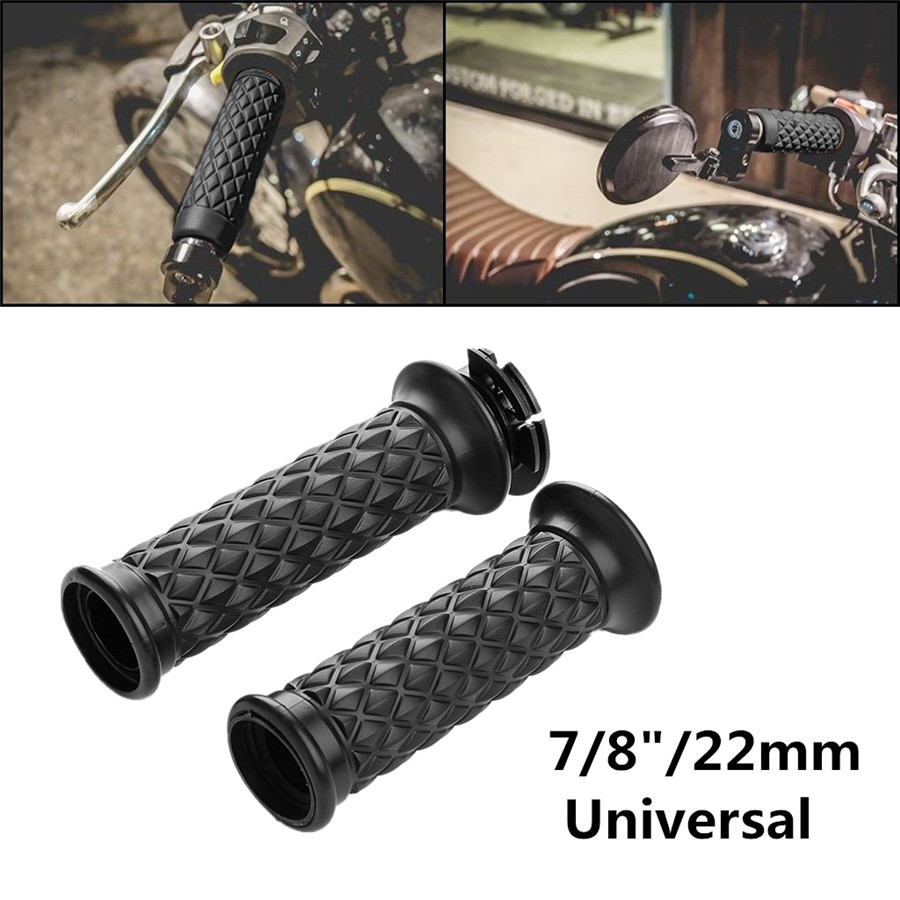 One Pair Black Motorcycle Bike 7/8" Handlebar Rubber Hand Grip Cover