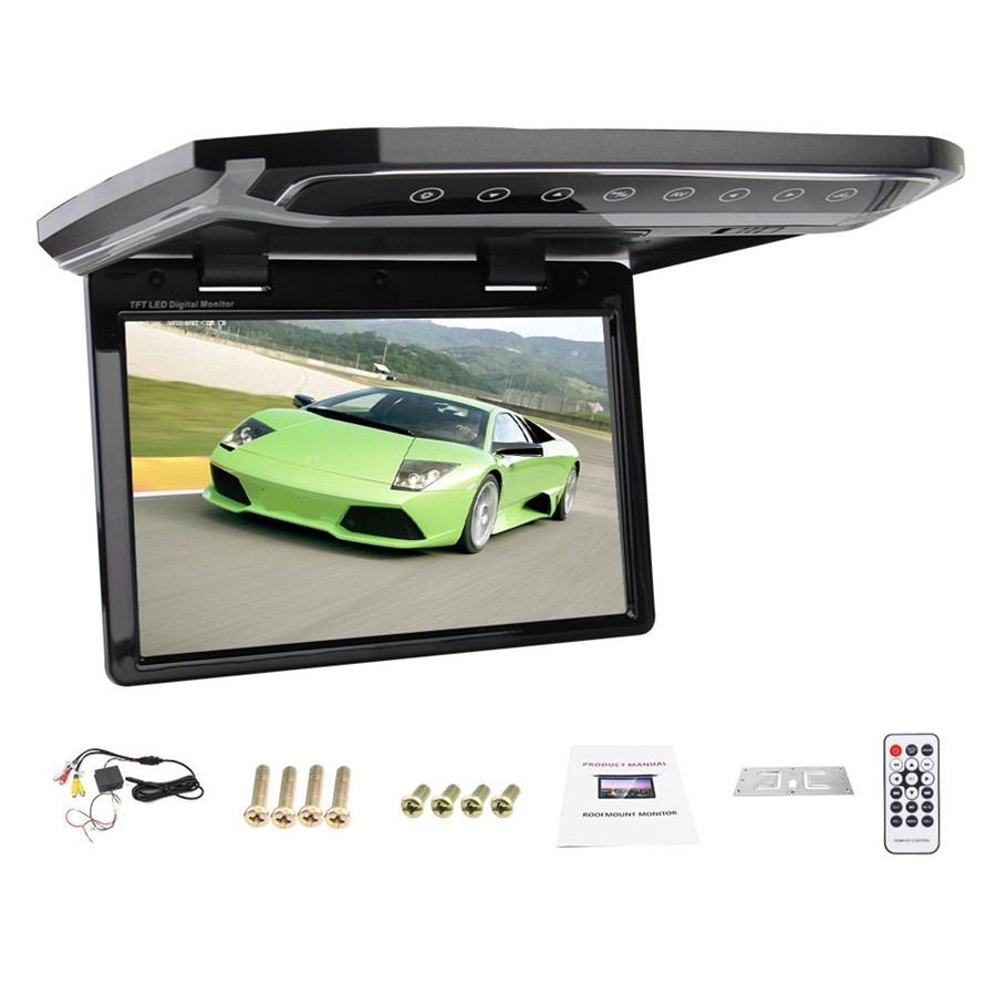 10.2" Flip Down Roof Mount Monitor Overhead LCD Car Multimedia Video FM