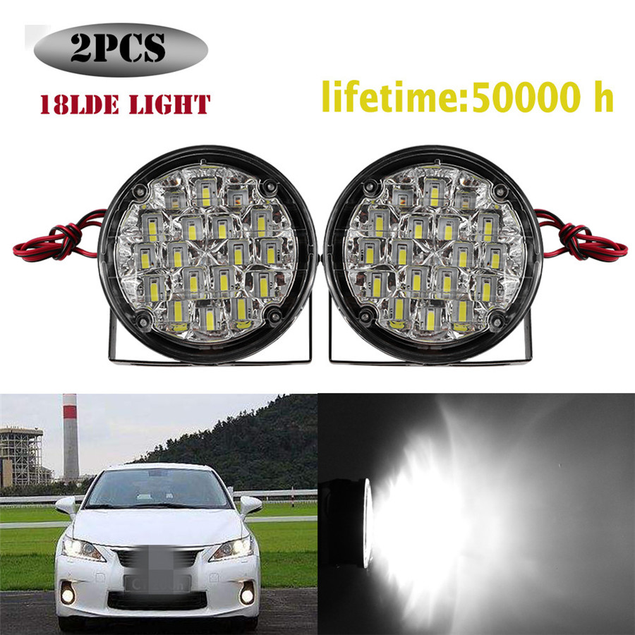 Pair 3.3/'/' Round LED Fog Light 18W Flood Offroad Driving Work 4x4 Truck SUV