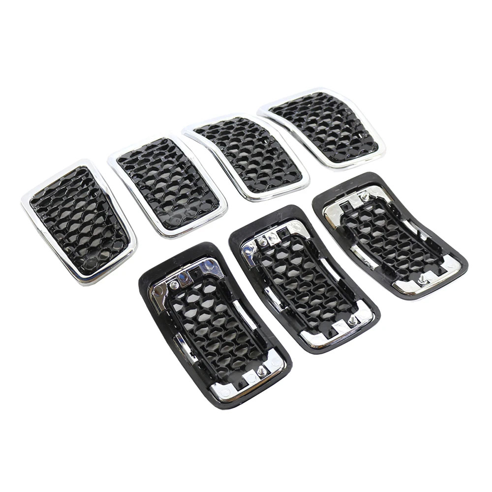 Compatible With Jeep Cherokee 2019-2023 Limited Upland North Edition 7pcs Glossy Matte Black Lower Front Insert Grill Grille Rings Accessories Cover Trim