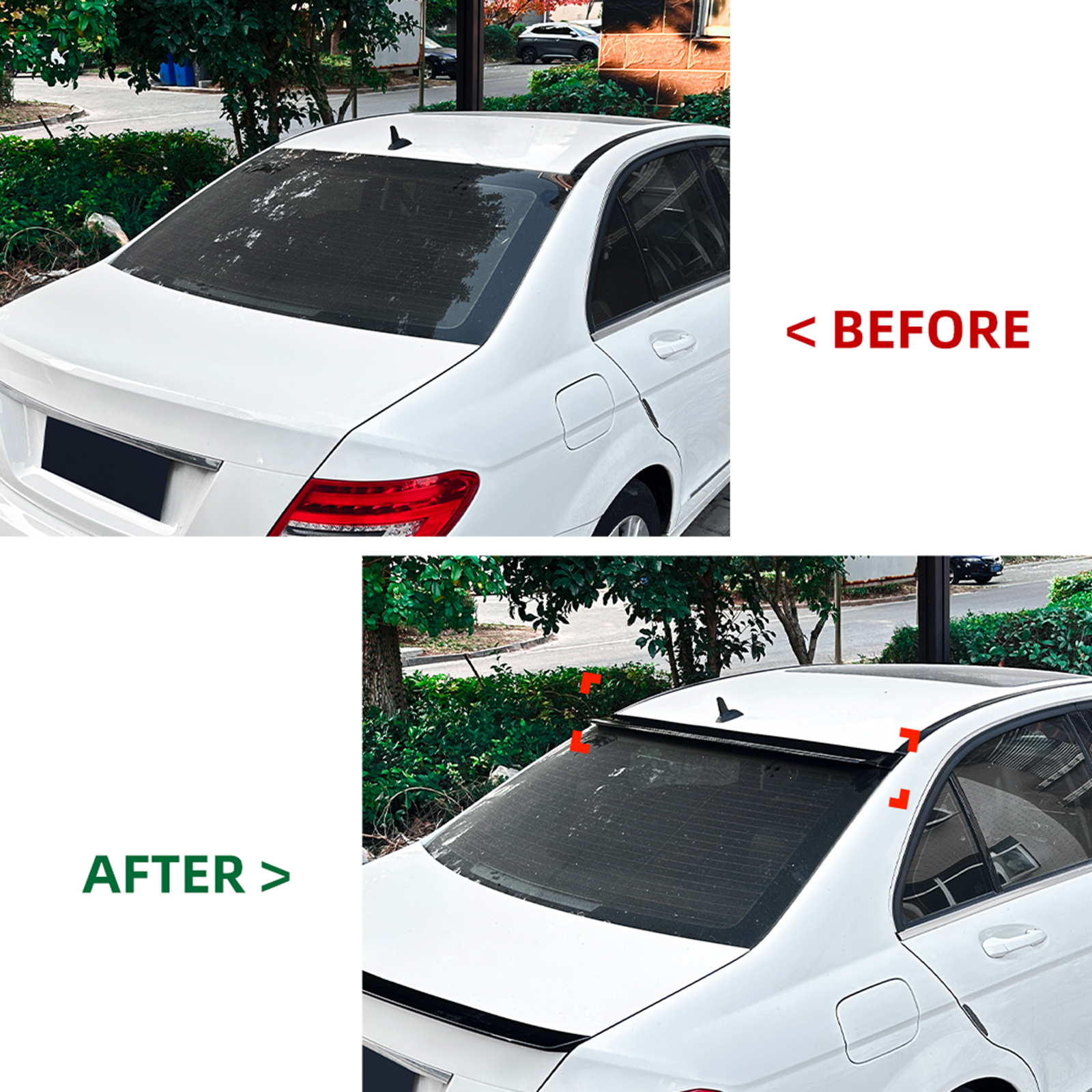 For 2008-2014 Mercedes Benz C W204 C180 C200 Car Rear Window Roof Spoiler Wings Bodykit Black - View #11