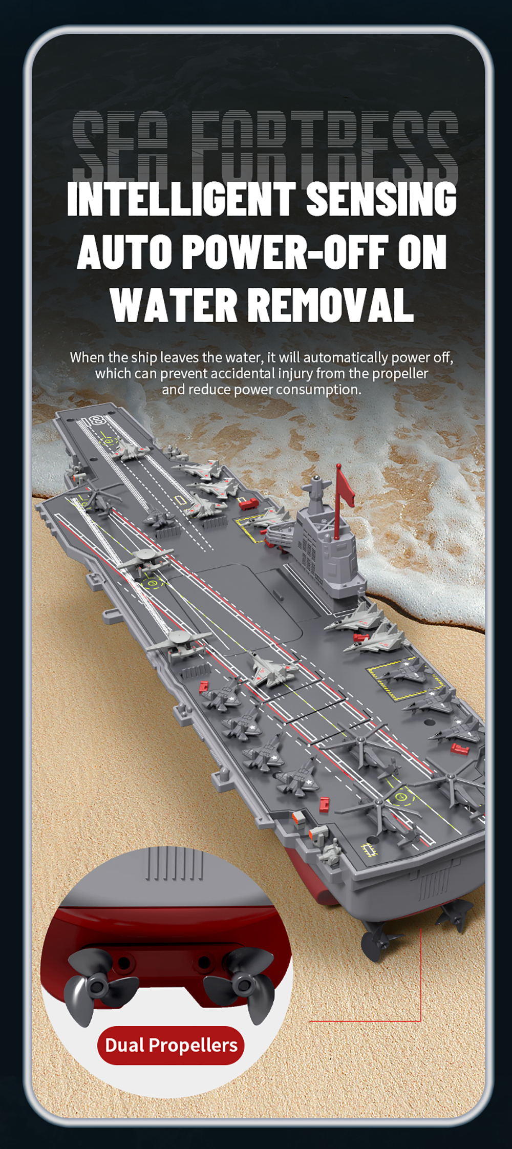 RC Aircraft Carrier Model 2.4G Dual Motor 20Km/h 60M Waterproof