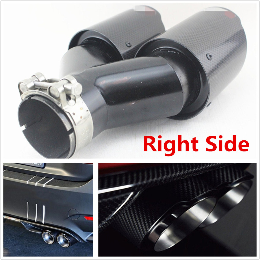 Plating Black Real Carbon Fiber 6389mm Glossy Car Dual Exhaust Pipe