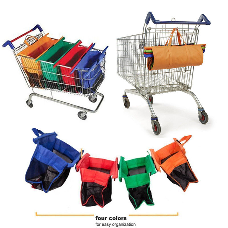 Reusable Shopping Bags Eco Foldable Trolley Tote Grocery Cart Storage - Set of 4 | eBay