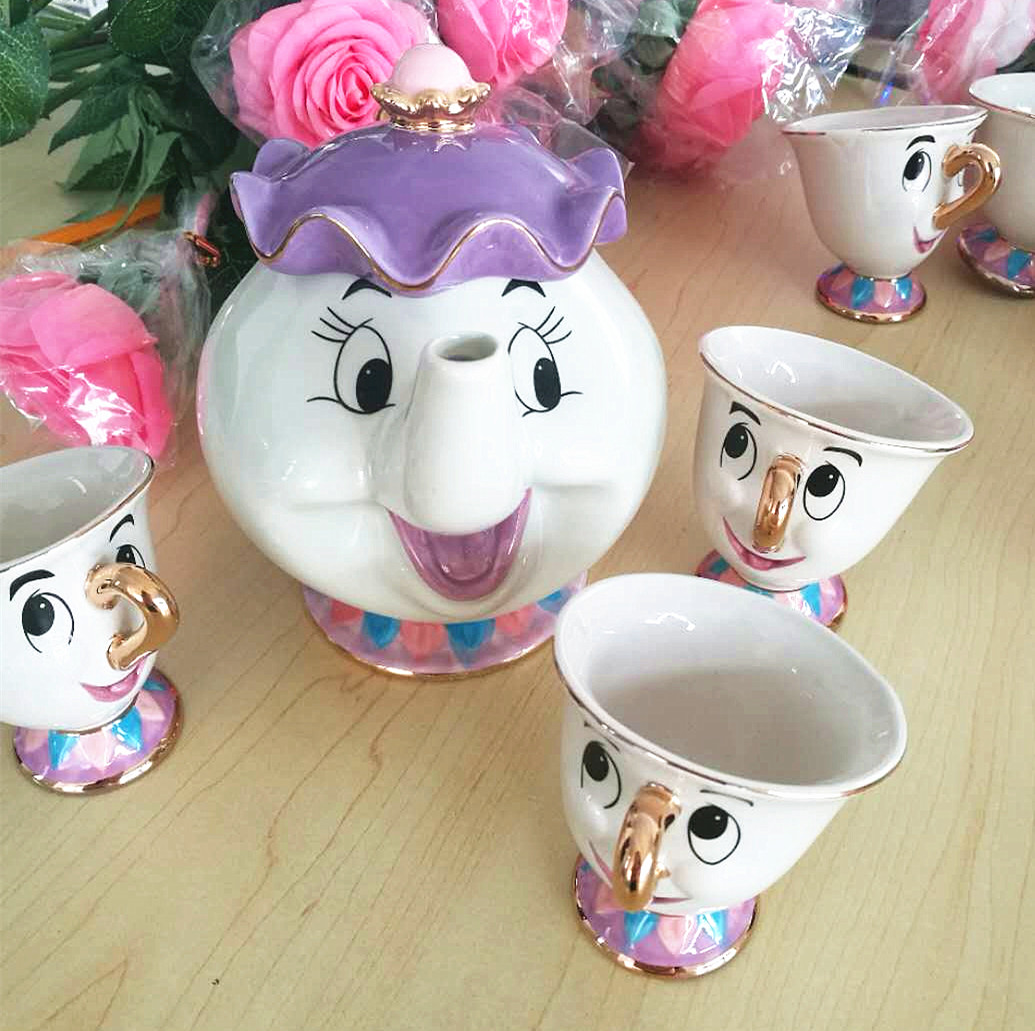 disney beauty and the beast tea cup set