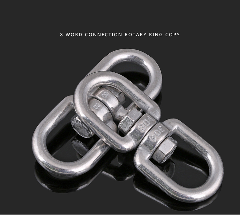 Swivel Link Connector Double Loops Chain Rotary Ring Stainless Steel M4