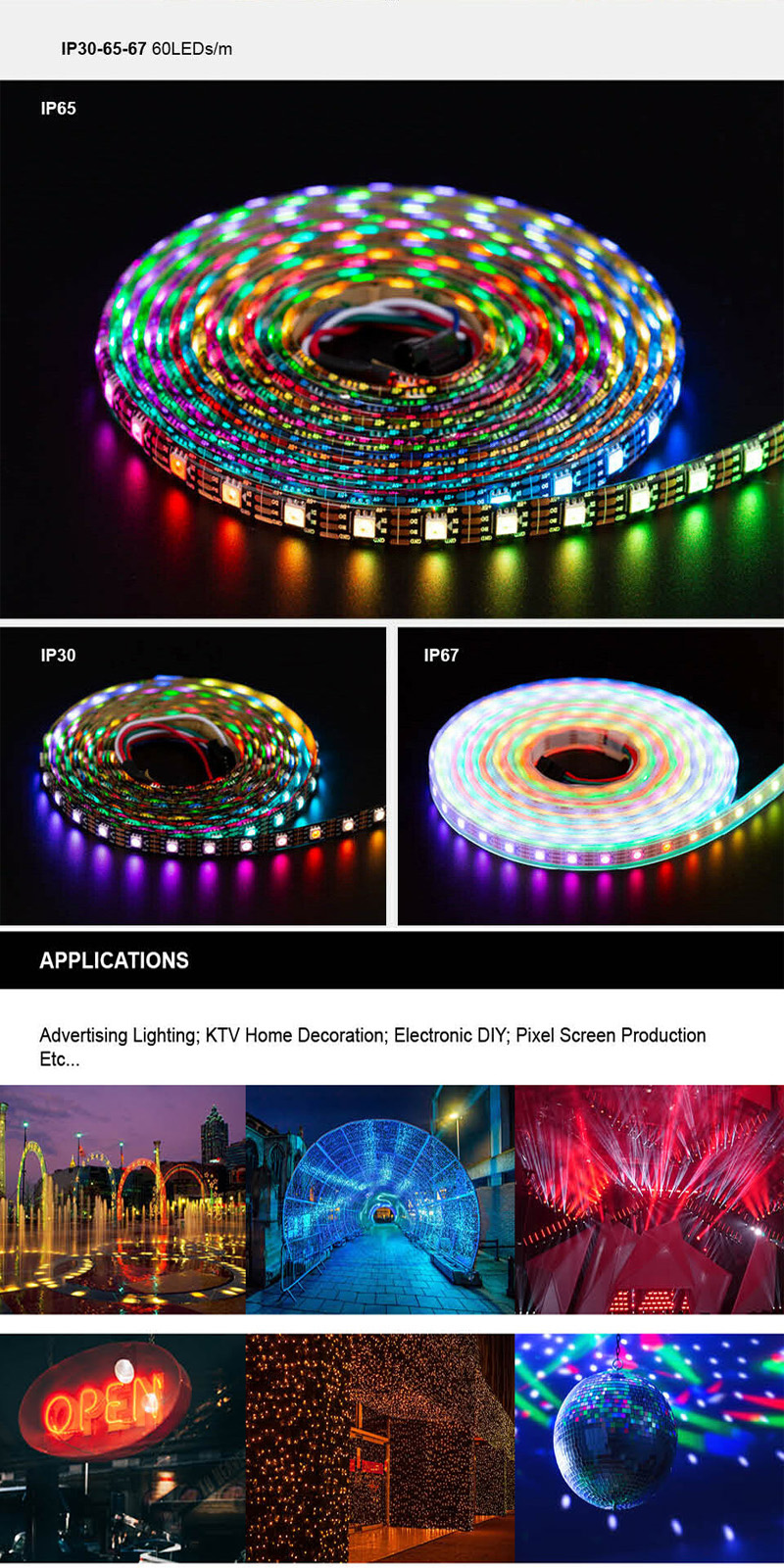 25x WS2812D-F8 8mm Diffused Lens RGB LEDs - Addressable Through-Hole - WorldSemi - US Seller