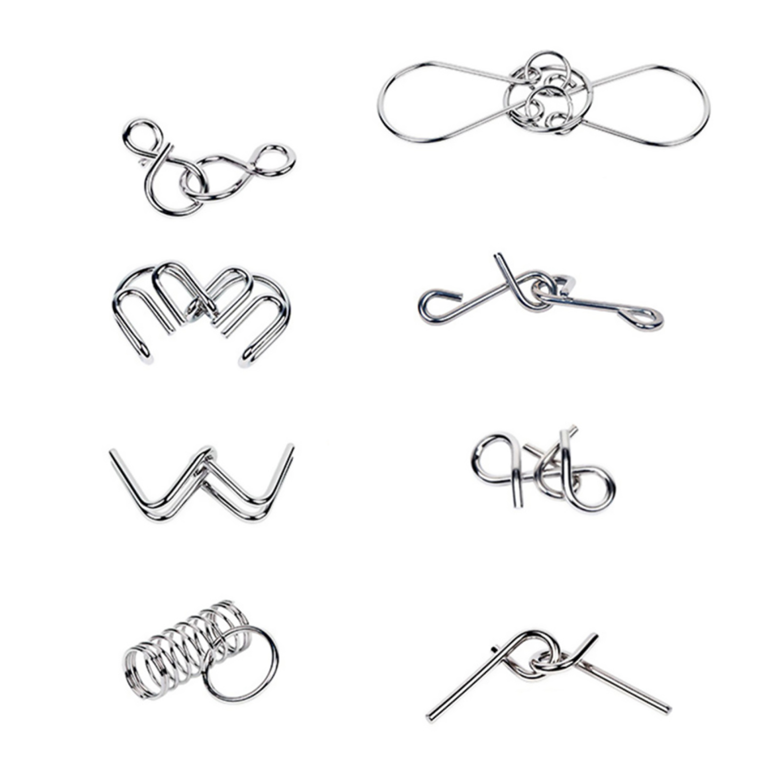 8 IN 1 Metal Craft Chinese Ring Puzzle IQ Brain Teaser Kid