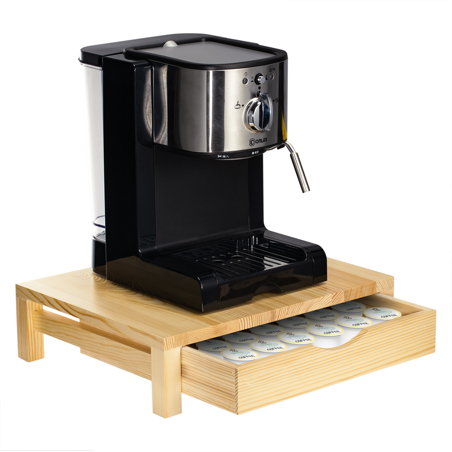 Wood 36 K Cup Holder Rack Storage Fits Keurig Coffee Pod Chrome