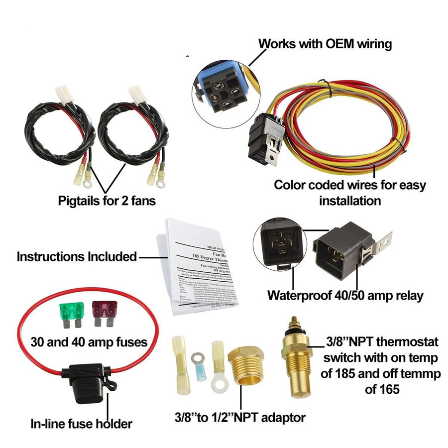 185 165 Dual Electric Cooling Fan Wiring Harness Install